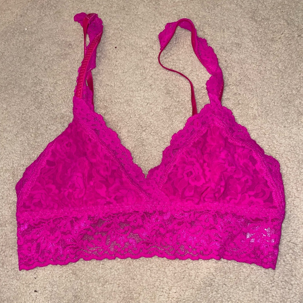 Hanky Panky Womens Lace Bra Bralette in Hot Pink